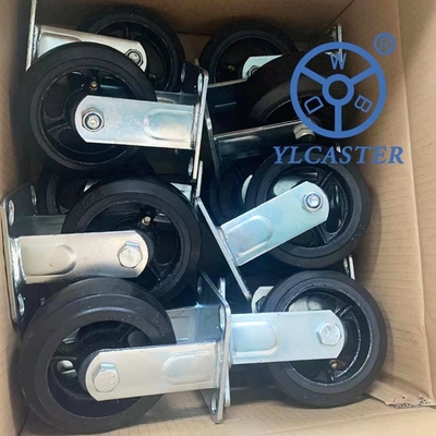 6 Inch Solid Rubber Casters Heavy Duty Industrial Side Brake