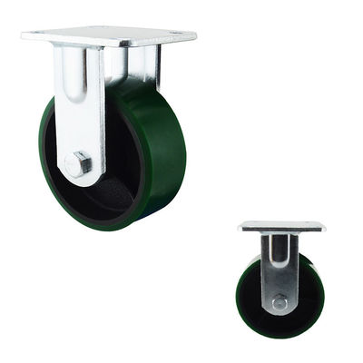 400kg Iron PU Fixed Plate  5 Inch Swivel Casters Double Ball Bearing