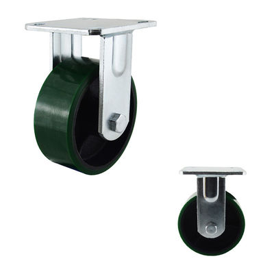 400kg Iron PU Fixed Plate  5 Inch Swivel Casters Double Ball Bearing