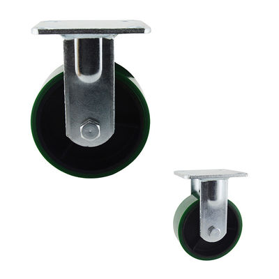 400kg Iron PU Fixed Plate  5 Inch Swivel Casters Double Ball Bearing