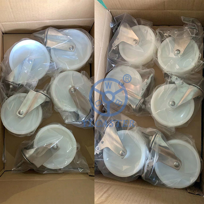 100mm Stainless Steel Casters White Nylon Threaded Stem Swivel 242lbs Load