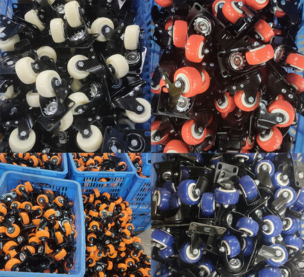Les roulettes en caoutchouc pivotant noir bleu vert roue en acier caoutchouc et en caoutchouc noyau PP conçu pour une maniabilité fluide