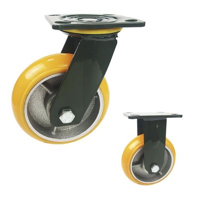 Roulettes pivotantes PU de 8 pouces, roulettes orange de 380 kg de capacité