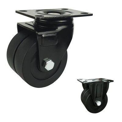 Roulettes en nylon noires de 3 pouces avec roulement lisse, capacité de charge de 250 kg