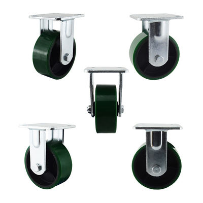 300kg Iron PU Fixed Plate  5 Inch Swivel Casters Double Ball Bearing